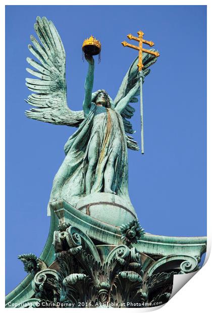 Archangel Gabriel on top of the Heroes Square Colu Print by Chris Dorney