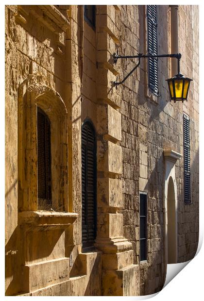 Old Street in Mdina Print by Chris Dorney