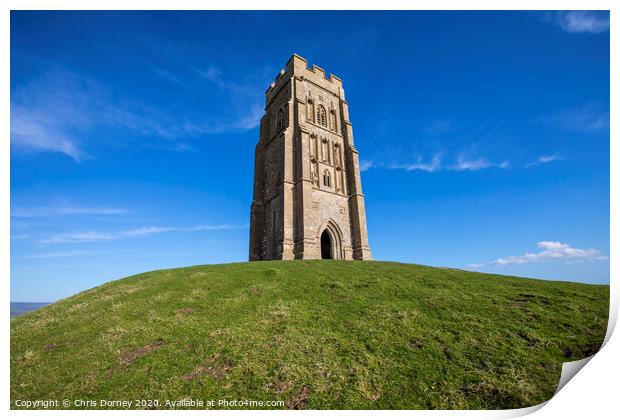 St. Michaels Tower on Glastonbury Tor in Somerset, UK Print by Chris Dorney