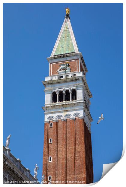 St. Marks Campanile in Venice Print by Chris Dorney
