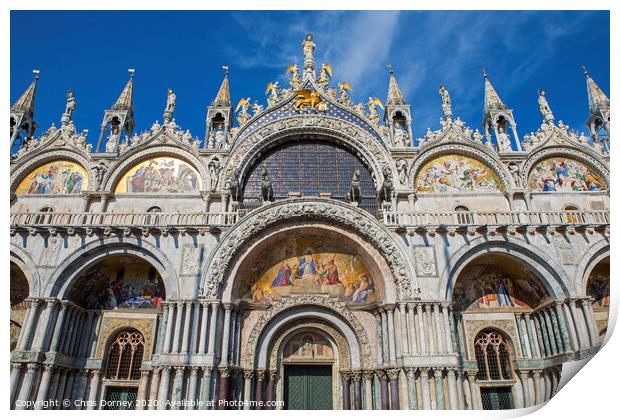 St. Marks Basilica in Venice Print by Chris Dorney