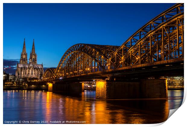 Cologne Cathedral and the Hohenzollern Bridge  Print by Chris Dorney