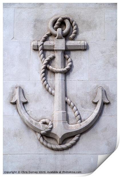 Anchor Carving in London Print by Chris Dorney