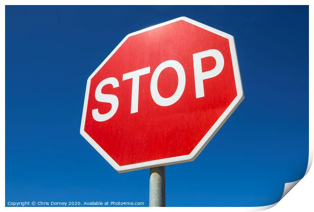 Red Stop Sign Print by Chris Dorney