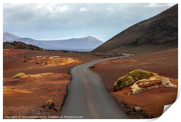 Volcanic Lunar Landscape of Timanfaya National Park Print by Chris Dorney