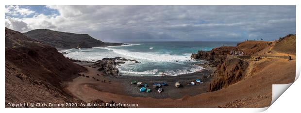 View from El Golfo in Lanzarote Print by Chris Dorney