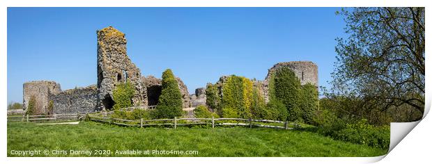 Pevensey Castle in East Sussex Print by Chris Dorney