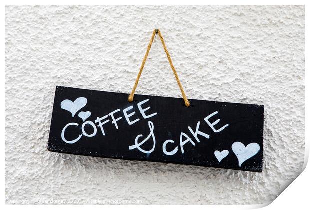 Coffee and Cake Sign Print by Chris Dorney