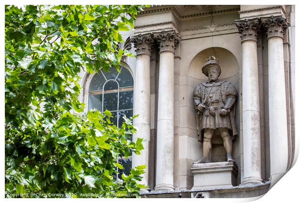 King Henry VIII Statue in London Print by Chris Dorney