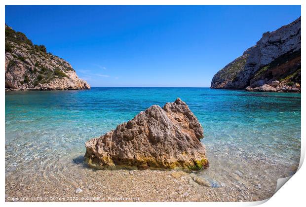 La Granadella Beach in Javea Print by Chris Dorney