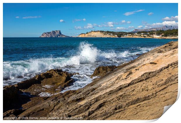 View from Moraira in Spain Print by Chris Dorney