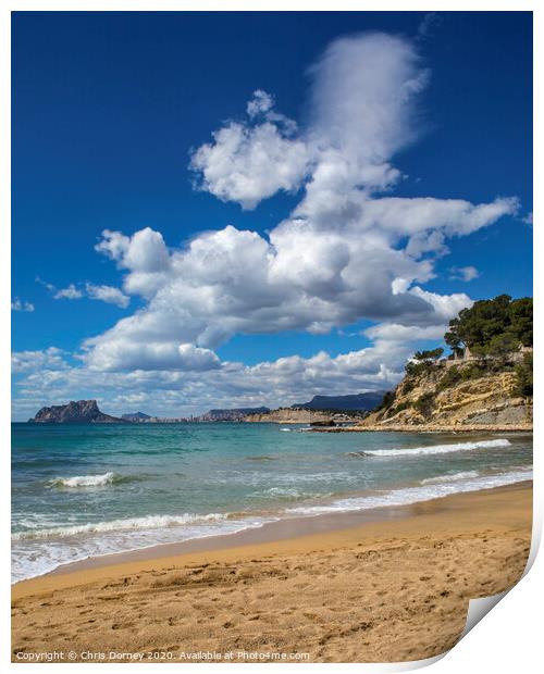 El Portet Beach in Moraira Print by Chris Dorney