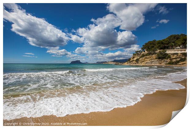 El Portet Beach in Moraira Print by Chris Dorney