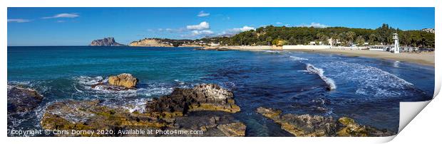 View from Moraira in Spain Print by Chris Dorney