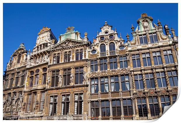 Buildings on Grand Place in Brussels Print by Chris Dorney