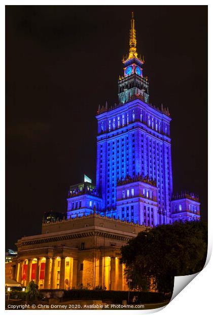 Palace of Culture and Science in Warsaw Print by Chris Dorney