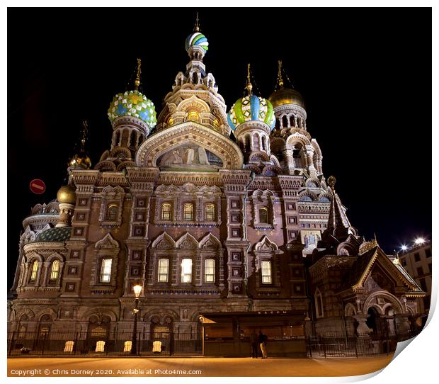 Church of the Savior on Spilled Blood in St. Petersburg Print by Chris Dorney