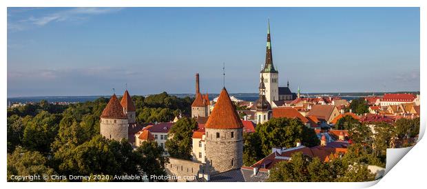 View over Tallinn in Estonia Print by Chris Dorney