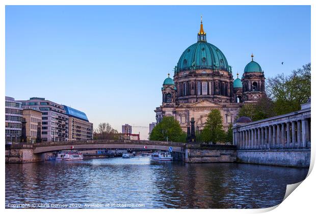 Berliner Dom and the Spree River in Berlin Print by Chris Dorney