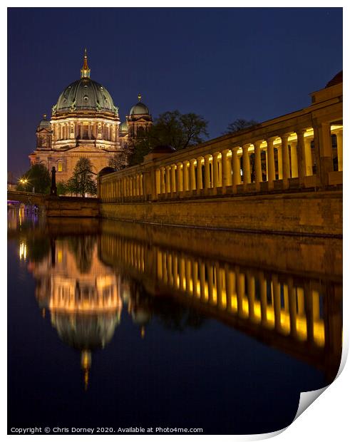 Berliner Dom and Altes Museum in Berlin Print by Chris Dorney