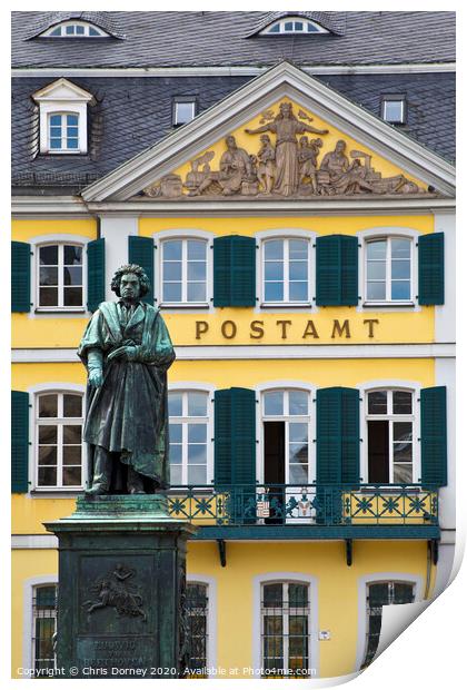 Beethoven Statue in Bonn Print by Chris Dorney