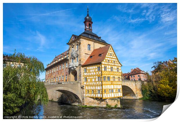 Altes Rathaus in Bamberg Print by Chris Dorney