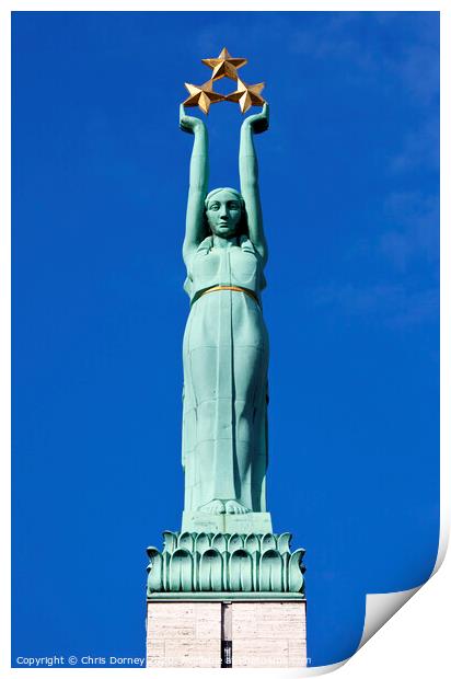 The Freedom Monument in Riga Print by Chris Dorney