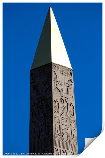 Obelisk at Place de la Concorde, Paris Print by Chris Dorney