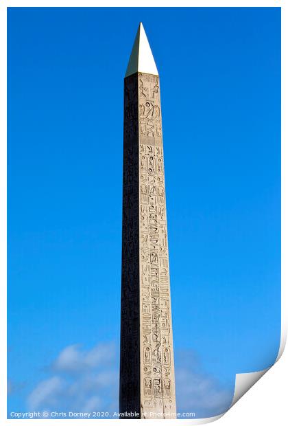 Obelisk in Place de la Concorde, Paris Print by Chris Dorney