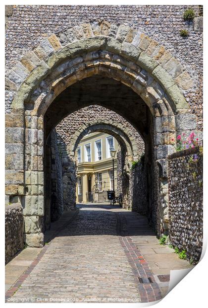 Barbican Gate at Lewes Castle Print by Chris Dorney
