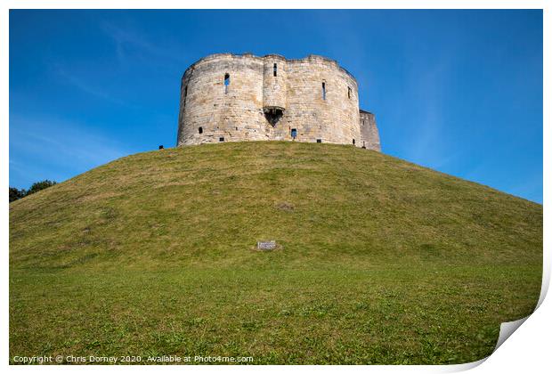 Cliffords Tower in York Print by Chris Dorney