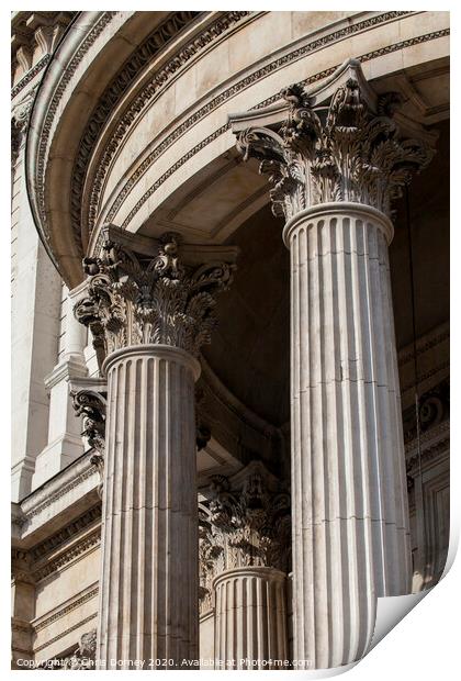 Columns at the Southern Facade of St. Pauls Cathedral Print by Chris Dorney