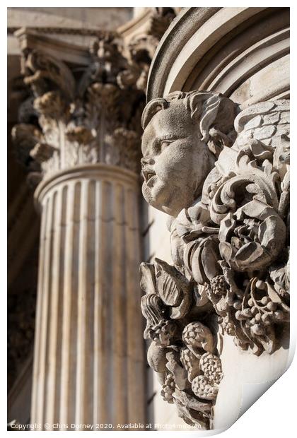 Detailed Carvings on the Exterior of St. Pauls Cathedral in London Print by Chris Dorney