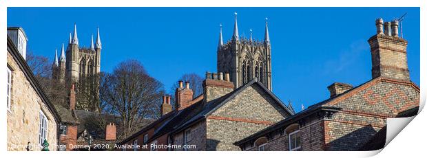 Lincoln Cathedral Towers from Steep Hill Print by Chris Dorney