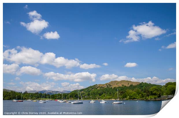 Lake Windermere in the Lake District Print by Chris Dorney