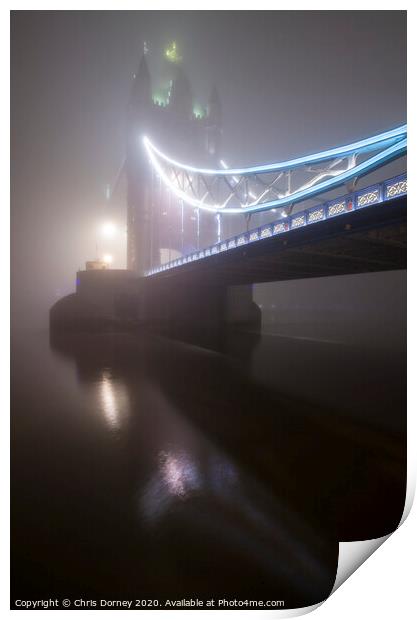 Tower Bridge Fog Print by Chris Dorney