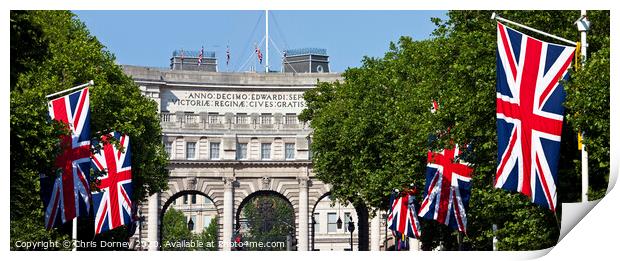 Admiralty Arch and Union Flags in London Print by Chris Dorney