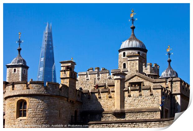 Tower of London and the Shard Print by Chris Dorney