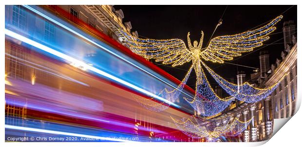 Regent Street Christmas Lights in London Print by Chris Dorney