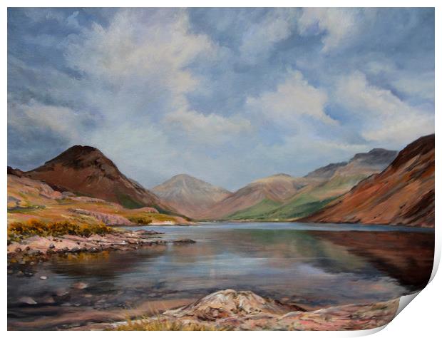 oil painting Wastwater Print by Linda Lyon