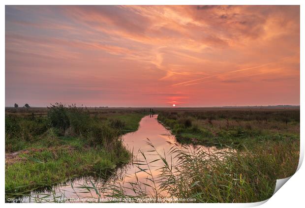 Sunrise over the Halvergate marshes Print by Graeme Taplin Landscape Photography