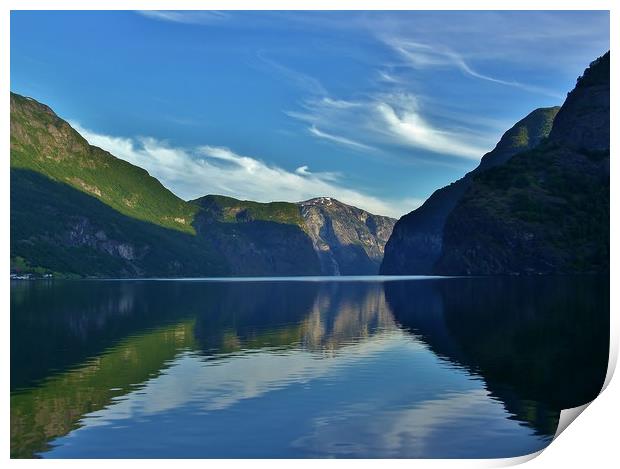 Aurlandsfjorden and Reflections Print by John Iddles