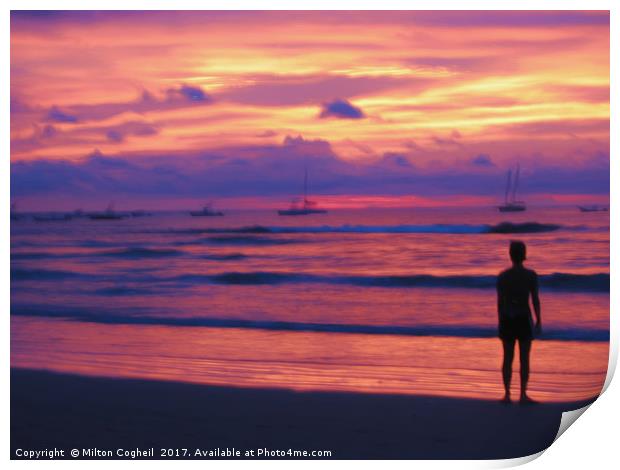 Purple Sunset Print by Milton Cogheil