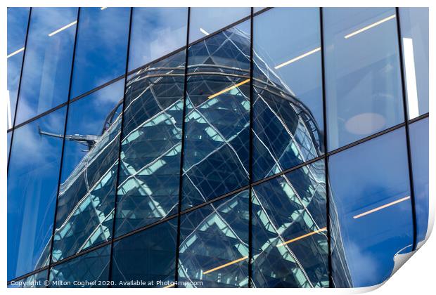Reflection of the Gherkin building Print by Milton Cogheil