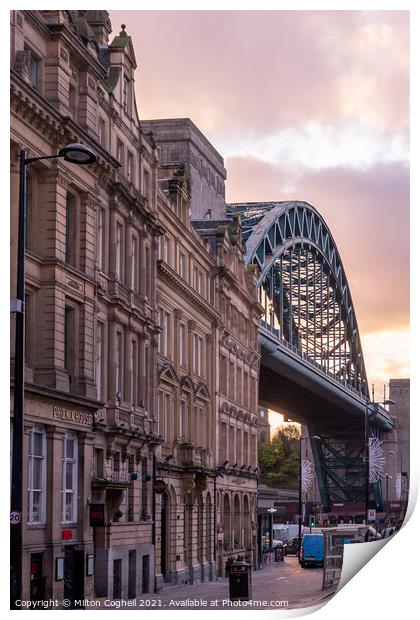 Grainger Town, Newcastle with the famous Tyne Bridge Print by Milton Cogheil