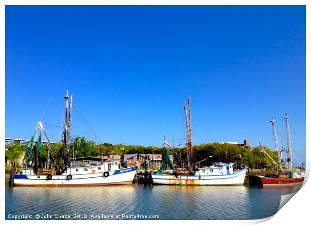 Shrimp Boats on Shem Creek, Mount Pleasant, South  Print by John Chase