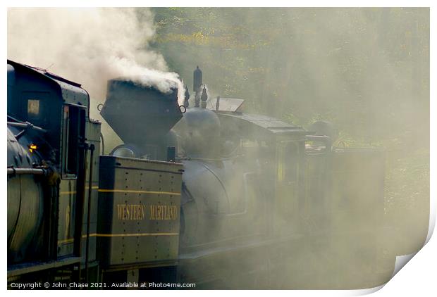 Smoky Day on the Cass Scenic Railroad Print by John Chase