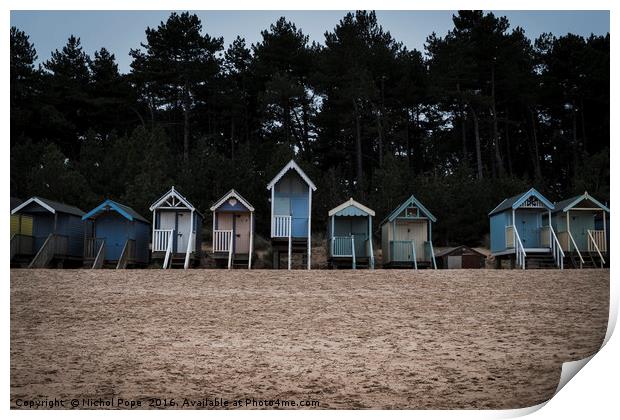 Beach Huts at Wells-next-the-Sea, Norfolk Print by Nichol Pope