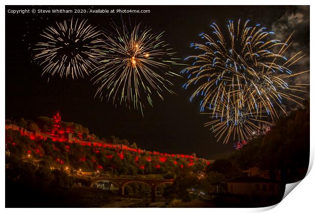 Tsaravets fireworks, Bulgaria Print by Steve Whitham