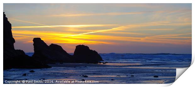 Sunset over the Beach Print by Paul Smith